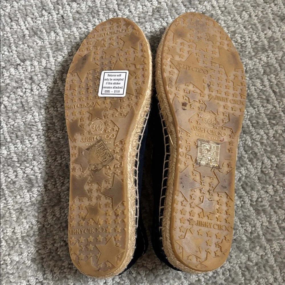 Jimmy Choo Navy Suede Espadrille Ballet Flats